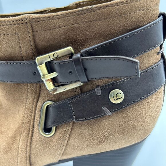 Liz Claiborne Flex Form Womens 11M  Brown Faux Suede Ankle Boots Western Buckle - Picture 11 of 11
